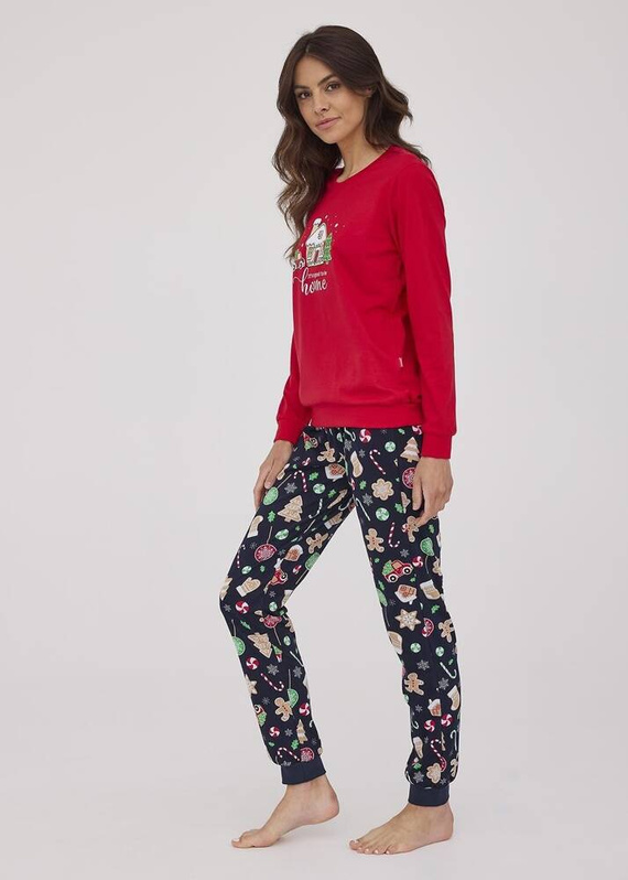 671/372 Home Piżama damska Cornette czerwony granatowy