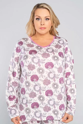 Piżama Damska długi rękaw, spodnie Lobelia Italian Fashion -