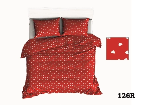 Pościel bawełniana Walentynkowa R126 serduszka Karo czerwony