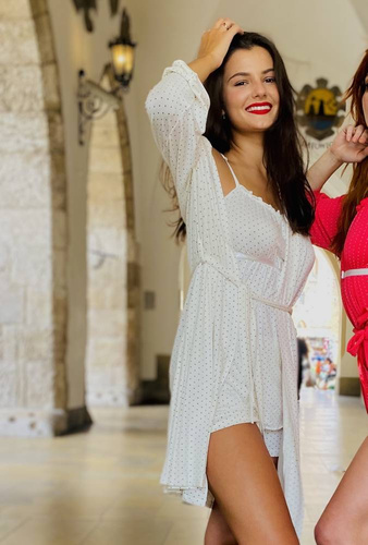 915 Kropki Piżama damska Forex - ecru