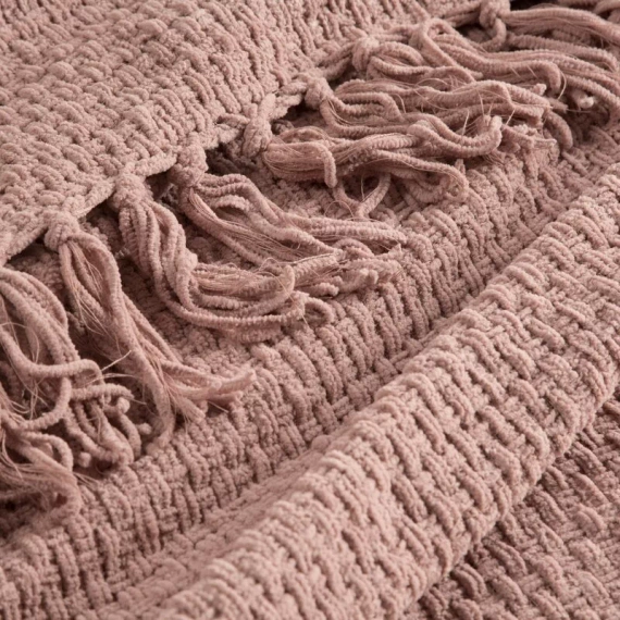 Koc tkany narzuta z frędzlami Suzi Eurofirany różowy