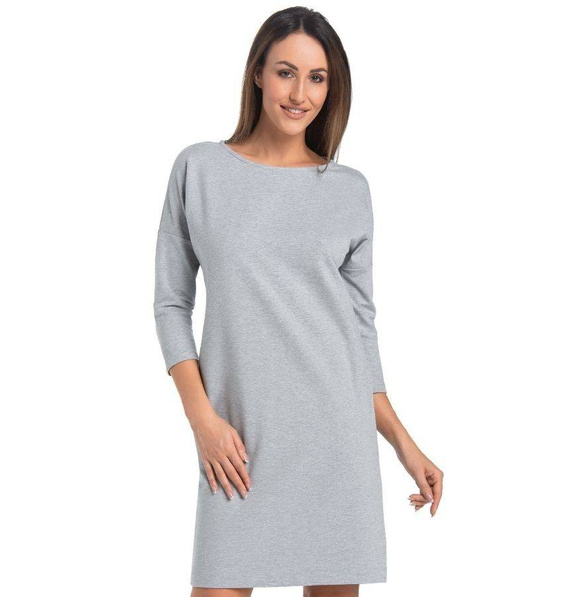 Klasyczna Sukienka, 3/4 rękaw Lana Teyli - szara