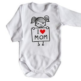 "I LOVE MOM"  body długi rękaw Moocha bialy