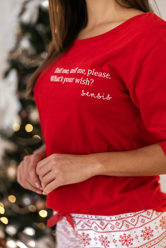 Sensis Piżama damska Wish -czerwony-biały