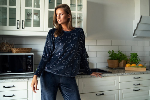 Komplet Damski dł. rękaw, dł. spodnie Eliksir Italian Fashion granat