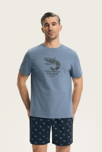 Piżama męska Henderson 44520 Brad, bawełniana, krótki rękaw, wzorzyste spodenki