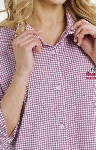 Damska koszula nocna Joliee 3436 Taro – bawełna, kratka, 3/4 rękaw