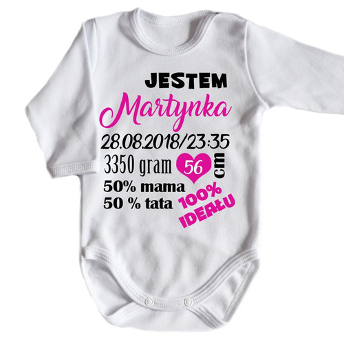 Body długi rękaw z metryczką Moocha biały