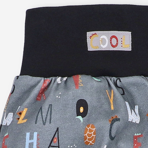 Półśpiochy z bawełny organicznej Alfabet Nini druk