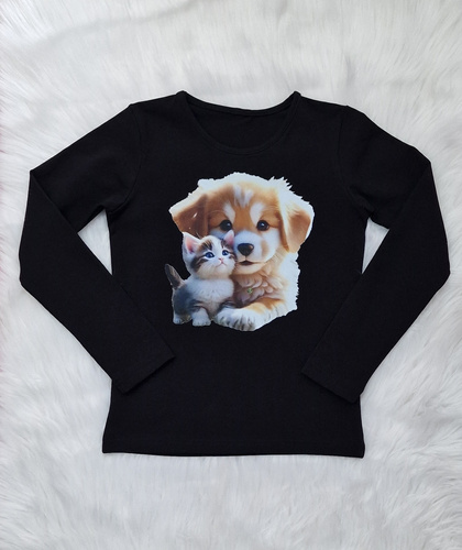 Friends Bambarillo czarny– bluzka dziewczęca z dzianiny jersey | Bawełna 95%, elastan 5%