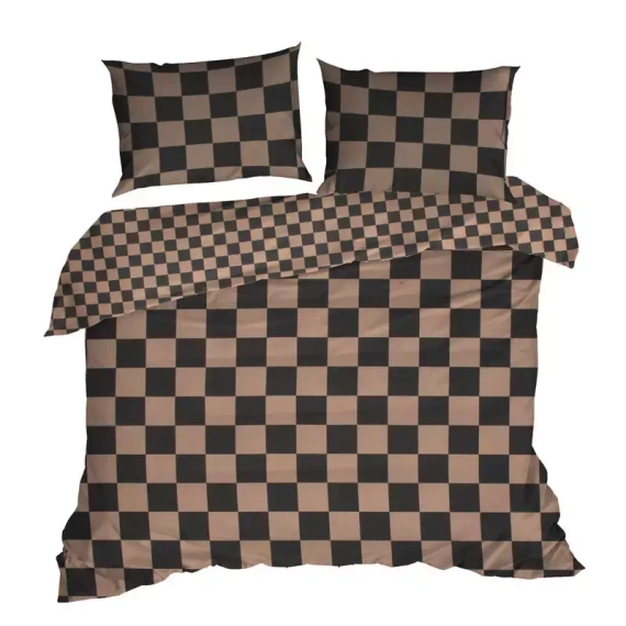 Pościel bawełniana Sara 21 kratka Eurofirany brązowy
