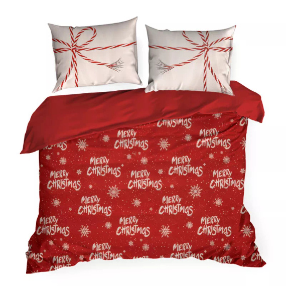 Pościel świąteczna Merry Christmas z mikrowłókna Kevin Eurofirany czerwony
