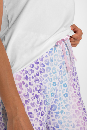 Piżama damska Coco Momenti Per Me white-lila 