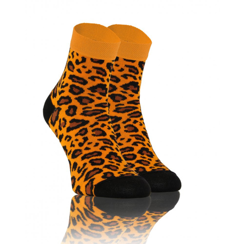 Cętki Panterka Skarpety krótkie finest cotton dwie różne Sesto Senso pomarańczowy