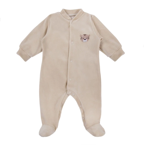 Pajac welurowy z naszywką "Baby Love" Ewa Klucze - beż 