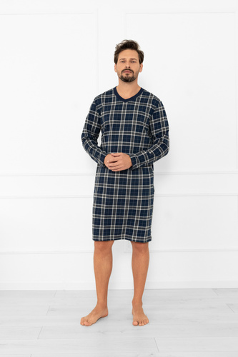 Koszula nocna męska Andreas – klasyka w kratkę z długim rękawem Italian Fashion