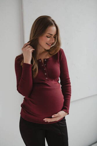 Bluzka ciążowa i do karmienia Tummy Milk&Love bordowy