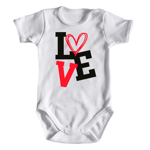 Body krótki rękaw "Walentynki 2024 Love" Moocha biały