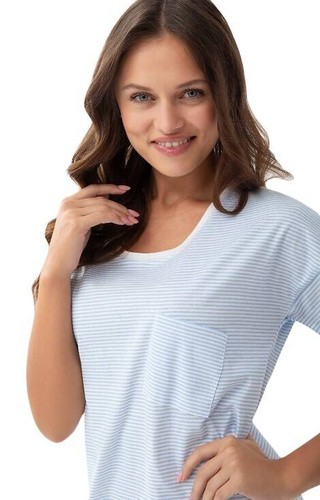 Koszula Nocna z Krótkim Rękawem 206  Luna - niebieski 