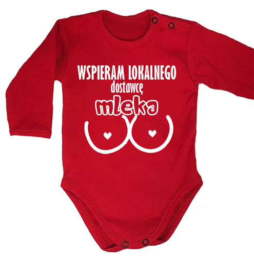 "Wspieram dostawce mleka" body długi rękaw Moocha biały 