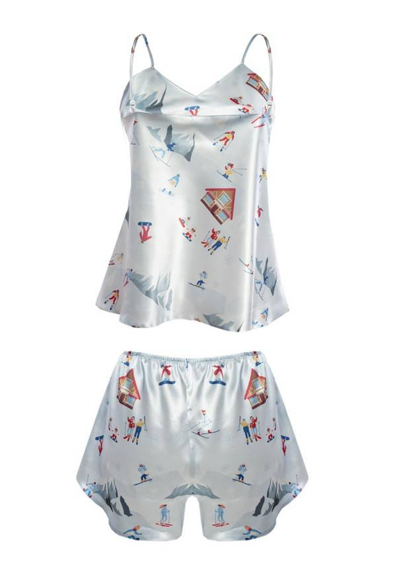 Piżama Damska Satynowa DK-KK DKaren - błękit 015