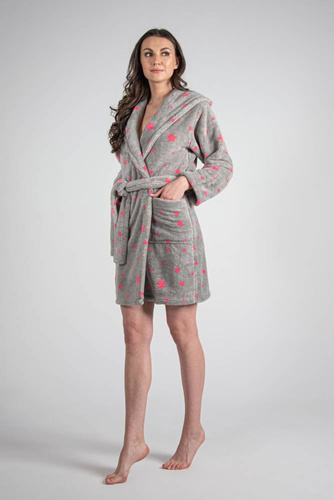 Krótki Szlafrok damski 673 Gwiazdki Forex - szary