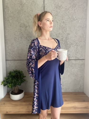 Koszula nocna na ramiączkach 465 Mia Forex - granat