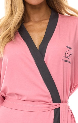 Długi Szlafrok Damski 2505 L&L różowy