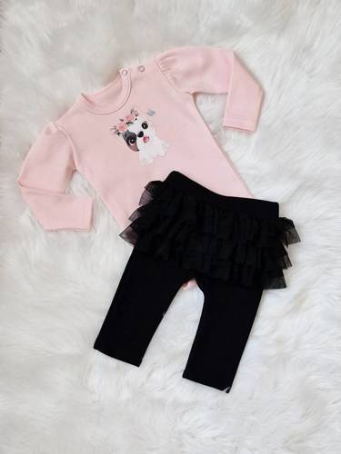 Body z długim rękawem Puppy Bambarillo pudrowy róż