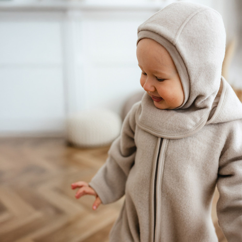 Eevi Merino beżowa – kominiarka dziecięca z wełny merynosów i polaru, termiczna ochrona