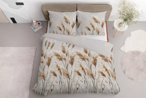 Pościel satynowa Trawy pampasowe 5329 B Detexpol szary 