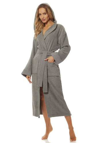 Długi Szlafrok Damski Frotte 2102 L&L - navy 