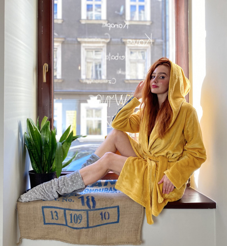 Krótki Szlafrok damski 626 Abigail Forex - miodowy