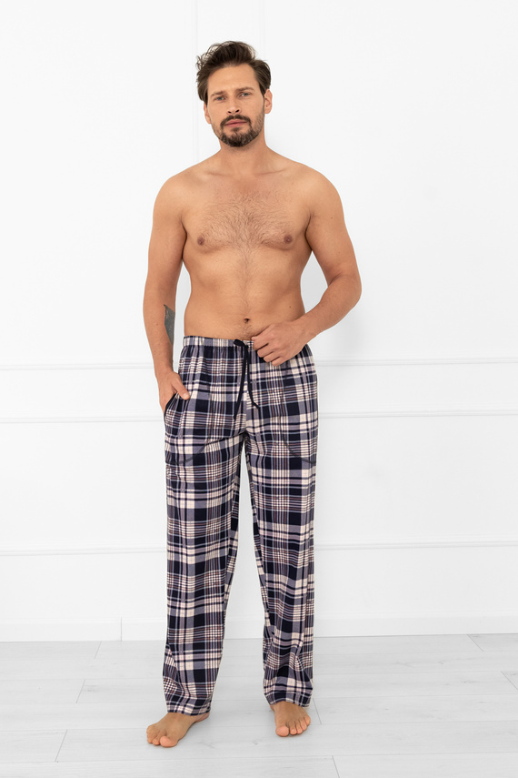 Długie spodnie piżamowe męskie Edwin Italian Fashion – 100% bawełna, krata