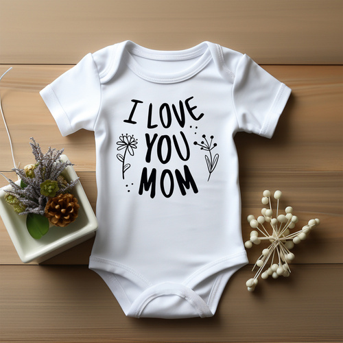 Body krótki rękaw "I love you mom"  Moocha biały