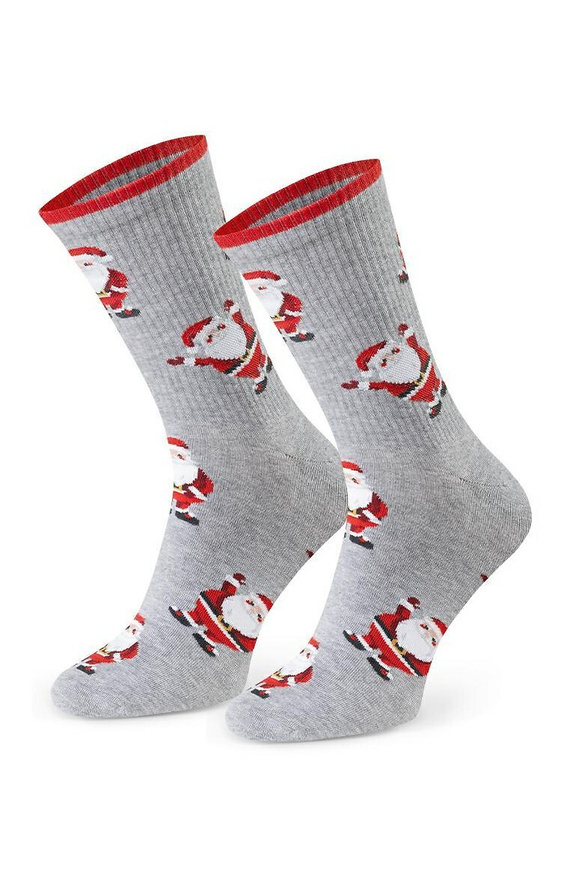 Steven Art.136 melanż szary 166 – męskie skarpety świąteczne, kolorowe wzory, bawełniane