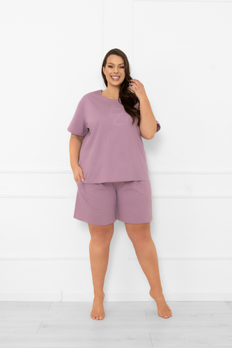 Piżama damska Ksara Italian Fashion – wygodny komplet z krótkim rękawem - wrzosowy