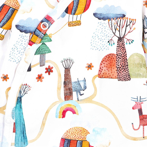 Body kopertowe z bawełny organicznej Kolorowy Las Nini druk