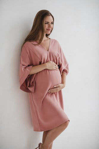 Elegancka sukienka Mama Zen do karmienia i na ciążę – Tencel Herbal Rose