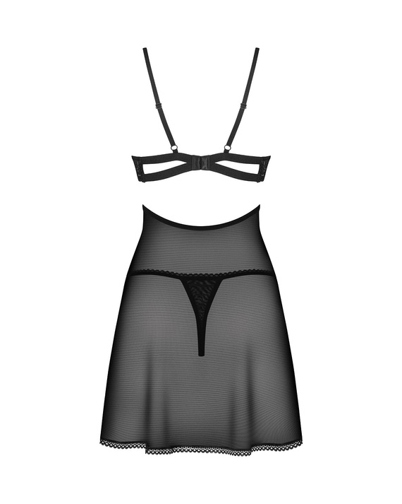 Komplet 2-częściowy Nutris Babydoll Obsessive - czarny