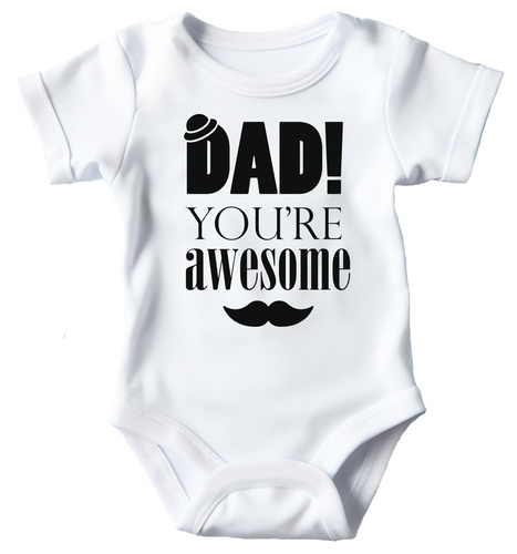 Body krótki rękaw "Tato jesteś niesamowity – Dad you are awesome" Moocha biały