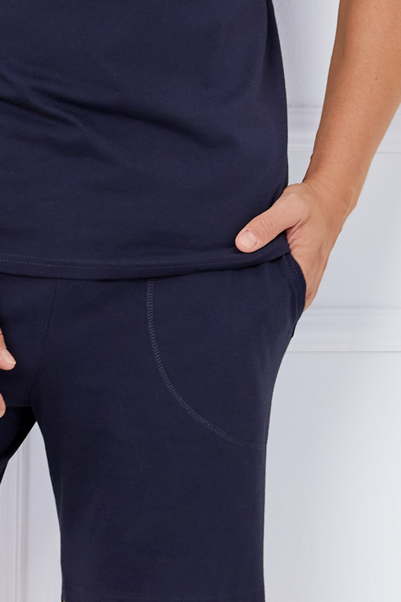 Piżama Męska krótki rękaw, spodenki Port Italian Fashion - granatowy