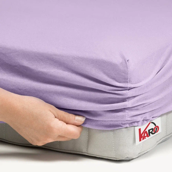 Prześcieradło Jersey z gumką KARO - wrzos