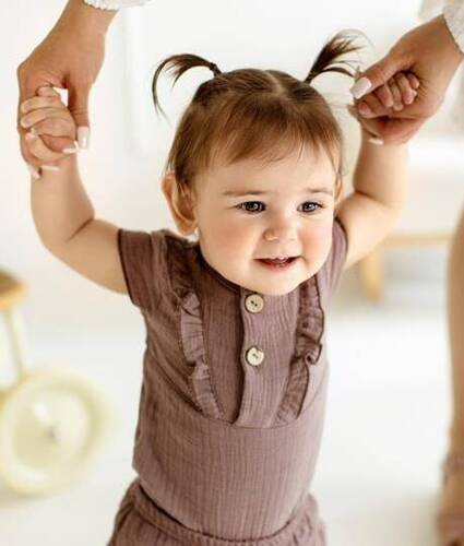 Body krótki rękaw muślinowe "Bamboo Muslin Girl Choco" Makoma