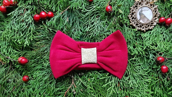 Opaska z dużą kokardą M1716 Merry Cherry Marija - czerwony