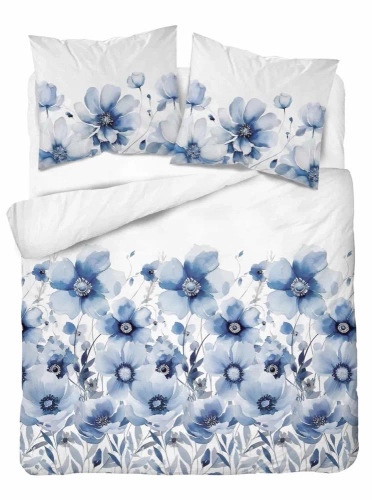 Pościel satynowa kwiaty 4923 A Home Satin Detexpol biały 