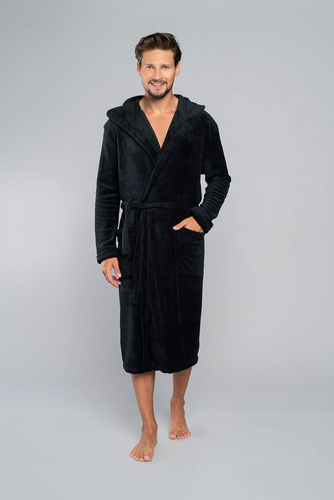 Szlafrok męski z kapturem Mimas Italian Fashion- szary 