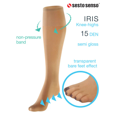 Iris Podkolanówki 15 DEN Sesto Senso naturale