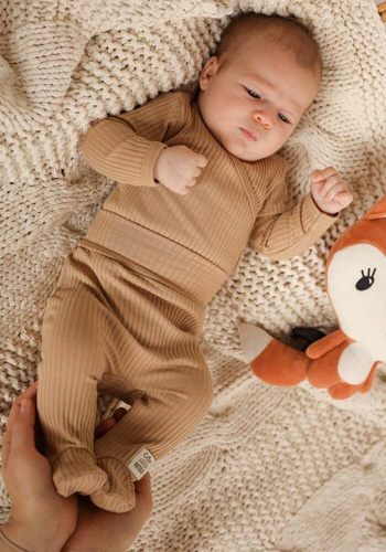 Body dzidziuś z długim rękawem "Natural Harmony" Makoma latte