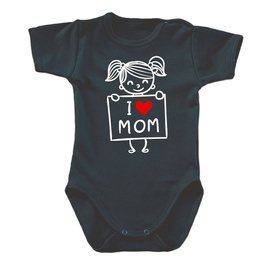 "I LOVE MOM" body krótki rękaw Moocha czarny